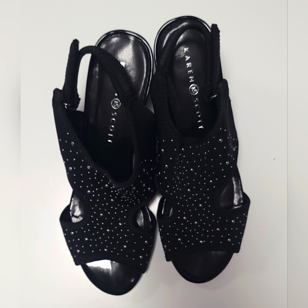 Karen Scott Dalinaa Evening Pumps Size 8.5M Black with Velcro Strap